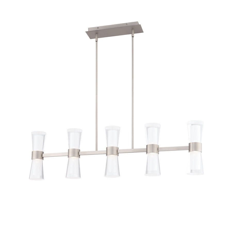 dweLED Hourglass 5Lt 36" Linear Pendant/4000K, Nickel/Etch