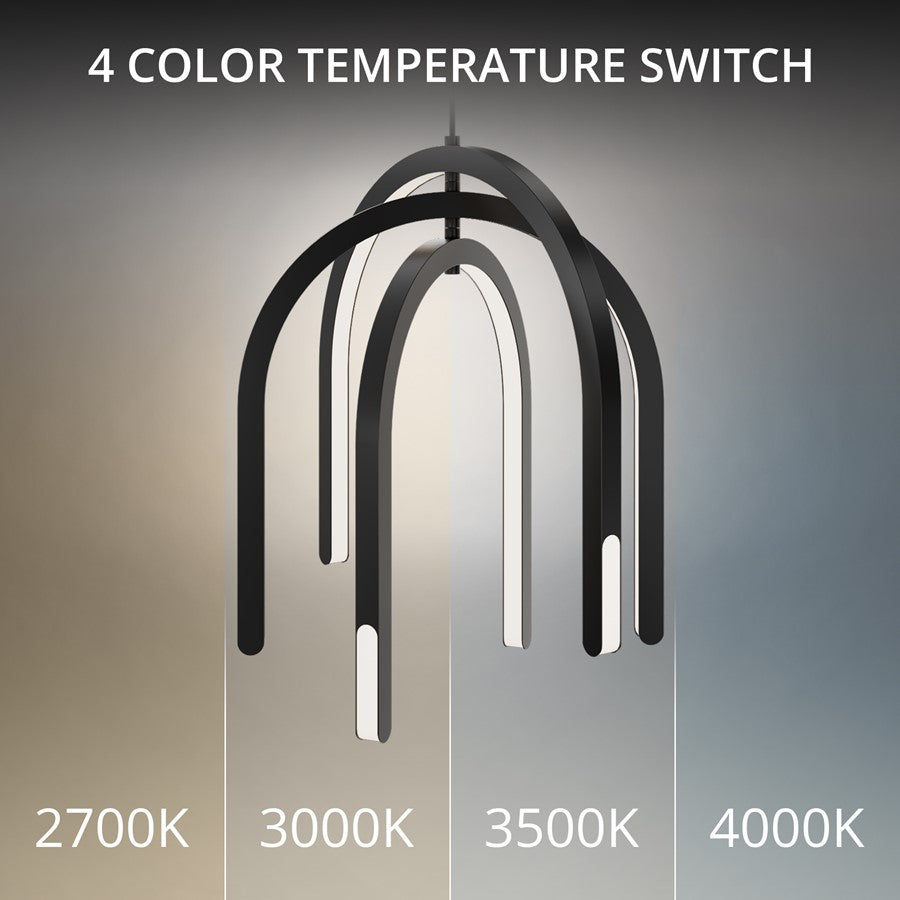 dweLED Helmet 3 Light 30" Pendant/2700K, Black/White