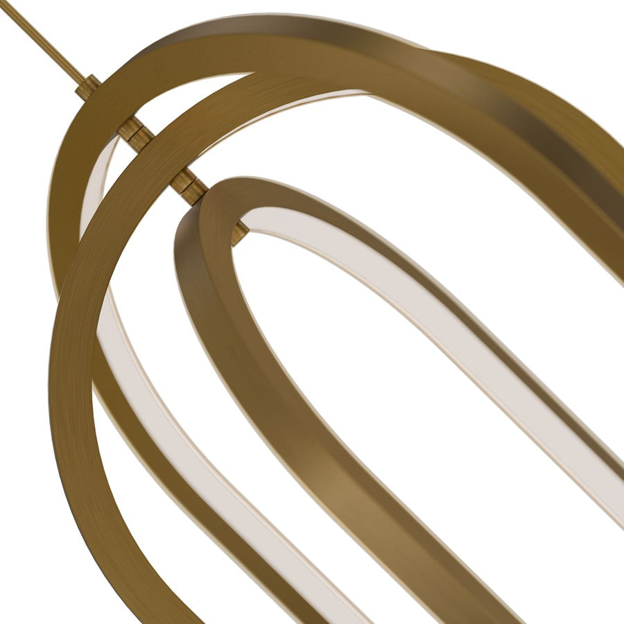 dweLED Helmet 3 Light 30" Pendant/3000K, Aged Brass/White