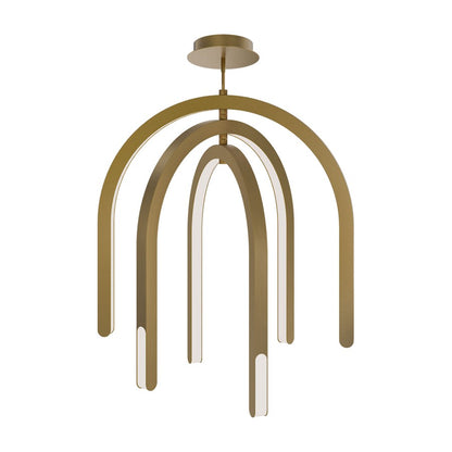 dweLED Helmet 3 Light 30" Pendant/3500K, Aged Brass/White - PD-93534-35-AB