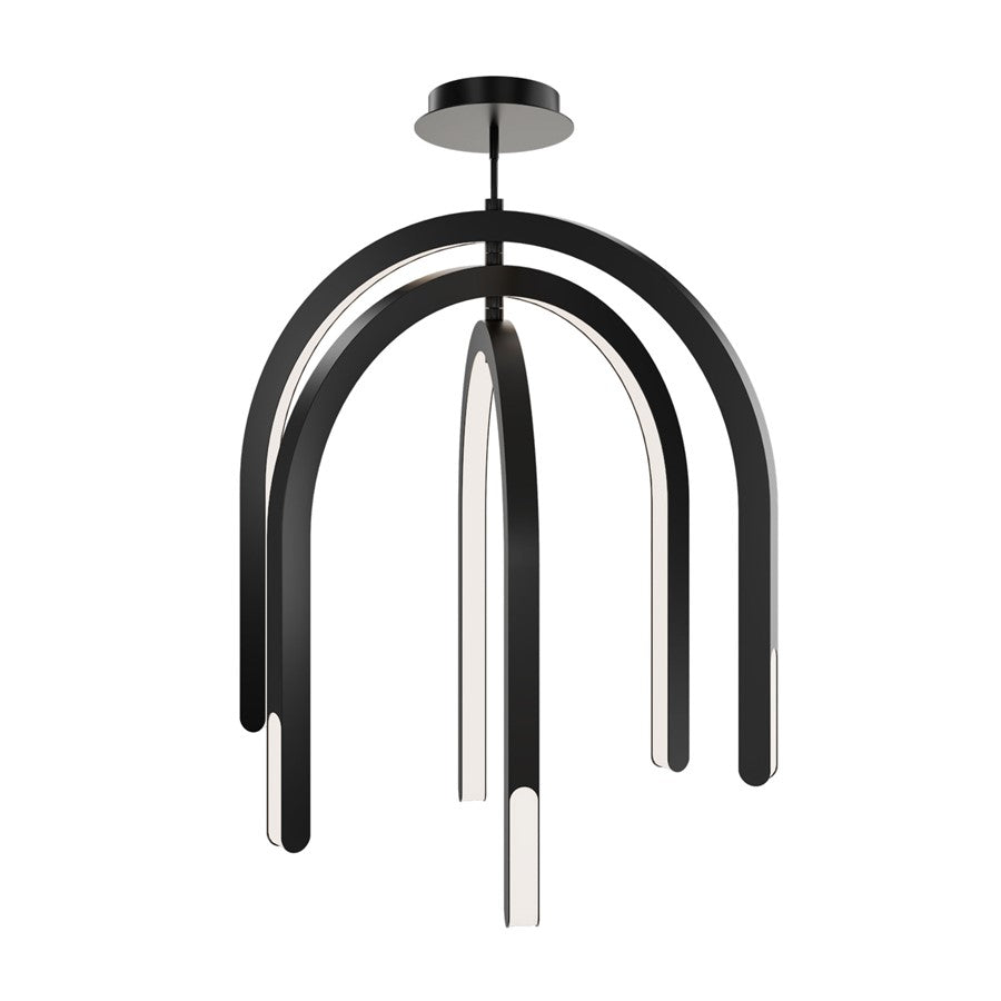 dweLED Helmet 3 Light 30" Pendant/3500K, Black/White - PD-93534-35-BK