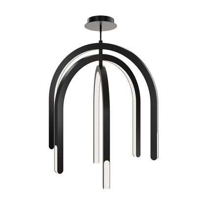 dweLED Helmet 3 Light 30" Pendant/3500K, Black/White - PD-93534-35-BK
