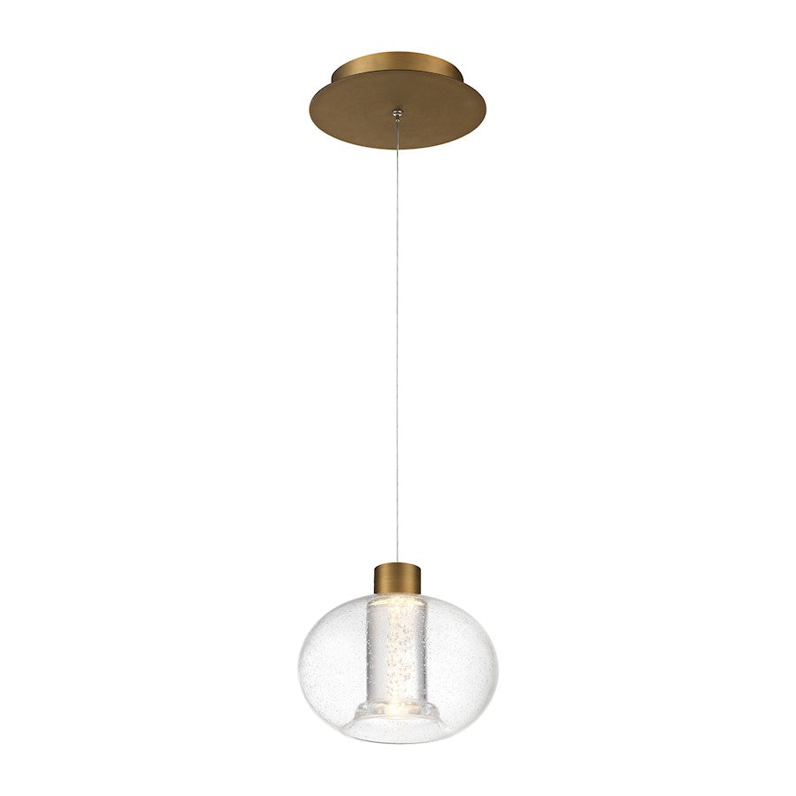 1 Light Pendant, 3500K, Brass/Clear