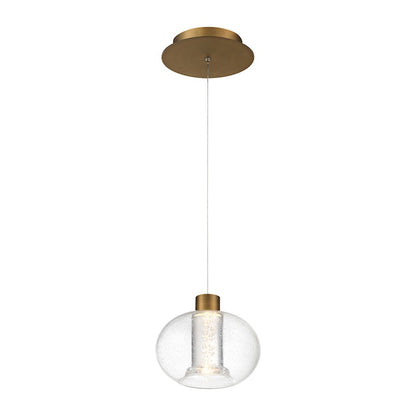 1 Light Pendant, 3500K, Brass/Clear