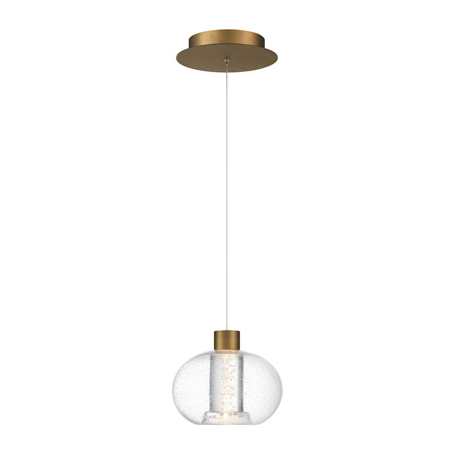 1 Light Pendant, 3500K, Brass/Clear