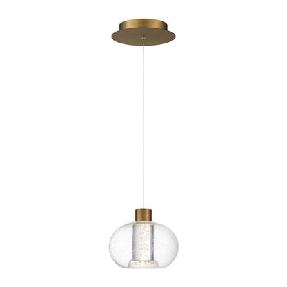 1 Light Pendant, 3500K, Brass/Clear