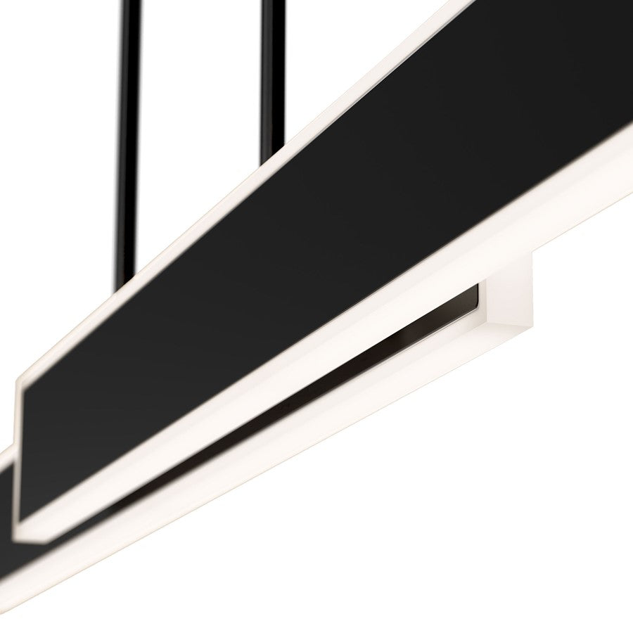 dweLED Bastone 2Lt 50" Linear Pendant/3500K, Black/Clear/Etched