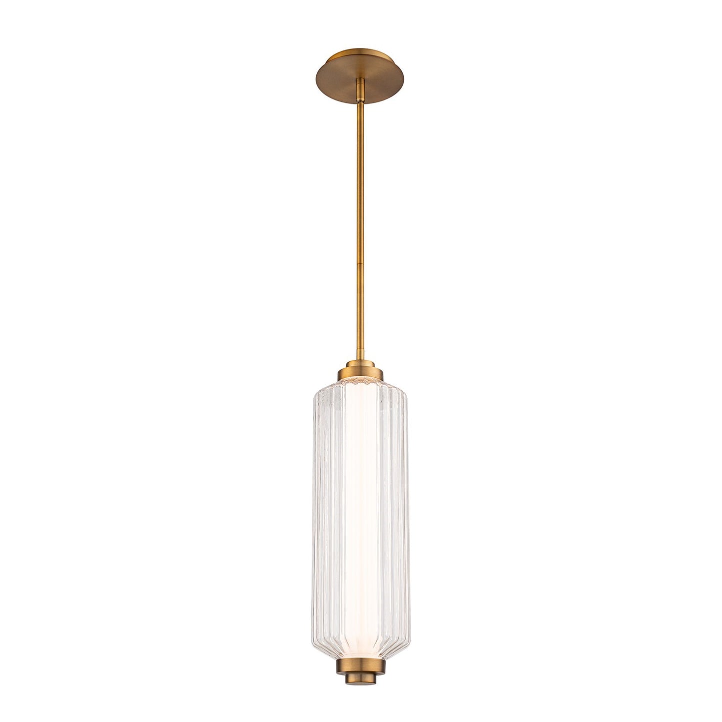 WAC dweLED Portos 1 Light Mini-Pendant, Aged Brass/Clear