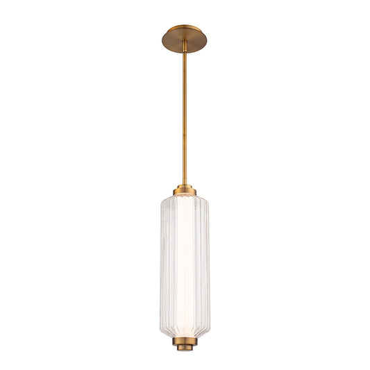 WAC dweLED Portos 1 Light Mini-Pendant, Aged Brass/Clear