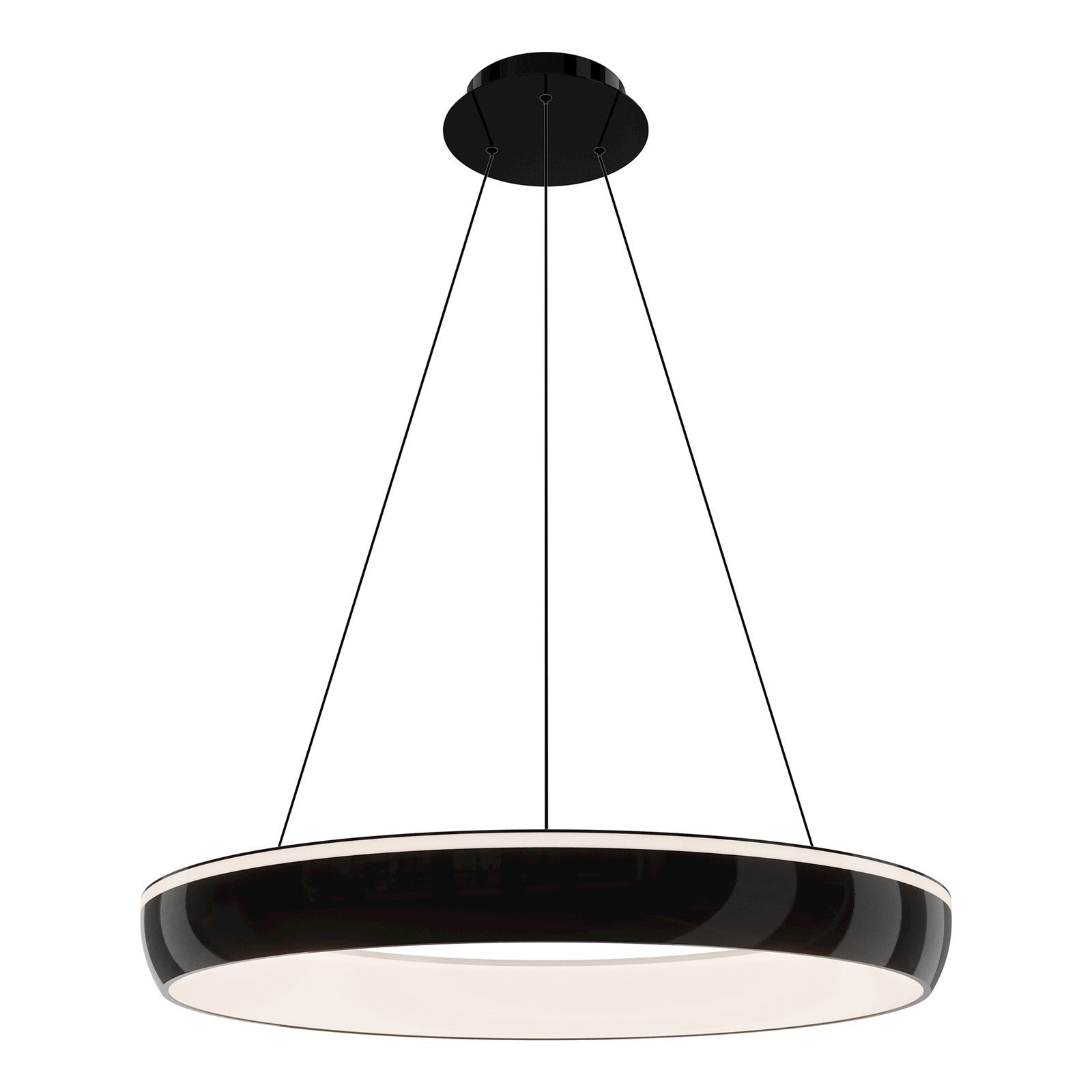 WAC Lighting Ringwall 32.75in 1-Light Pendant | Modern Black Chrome and Clear/White Opaque Acrylic Silicone Diffuser | Kitchen Island | Model PD402633-BC