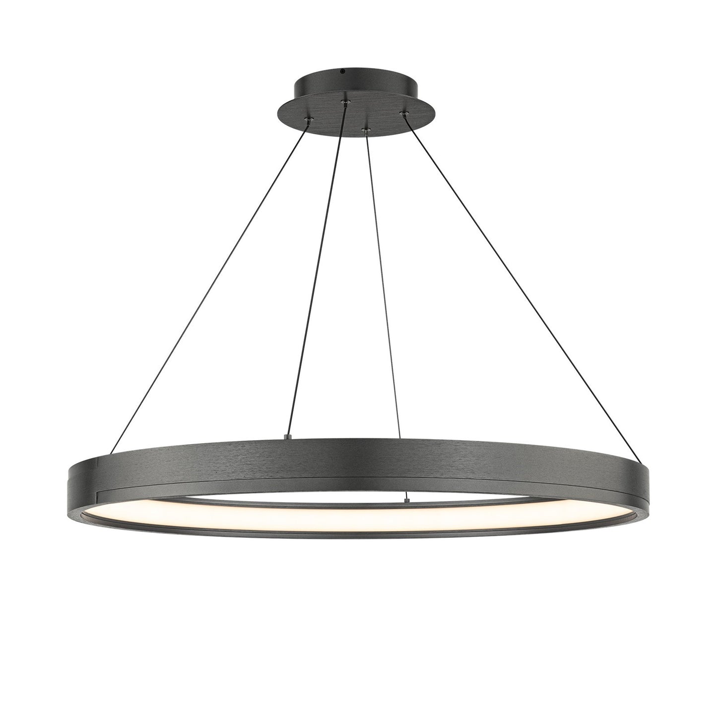 WAC Lighting Rounder 32in 1-Light Pendant | Modern Distressed Black Aluminum and White Opaque Silicone | Kitchen Island & Dining Room | Model PD403632-DB