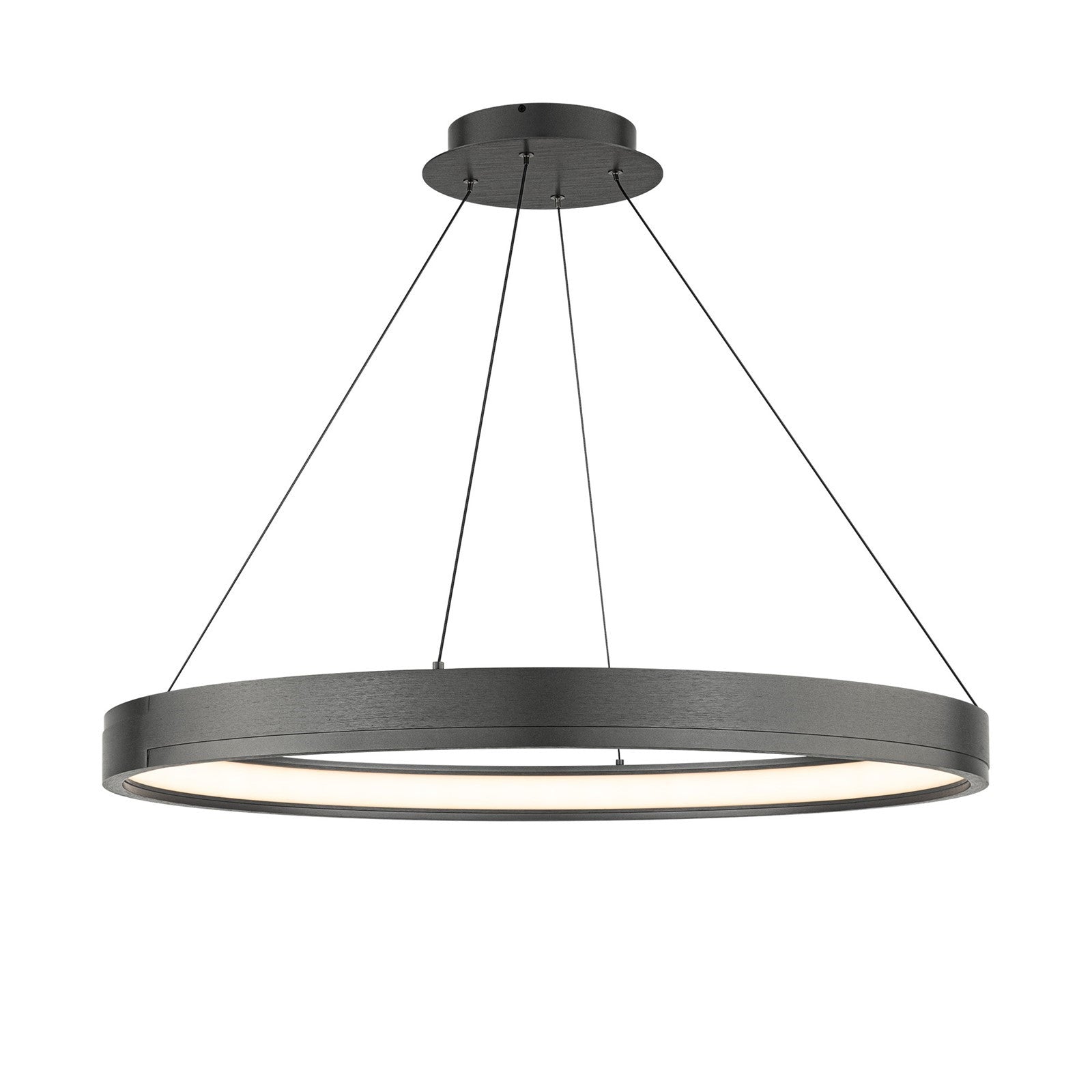 WAC Lighting Rounder 32in 1-Light Pendant | Modern Distressed Black Aluminum and White Opaque Silicone | Kitchen Island & Dining Room | Model PD403632-DB