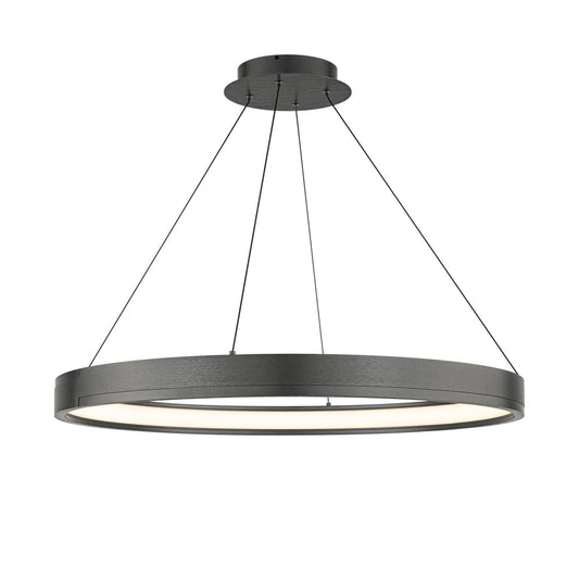 WAC Lighting Rounder 32in 1-Light Pendant | Modern Distressed Black Aluminum and White Opaque Silicone | Kitchen Island & Dining Room | Model PD403632-DB