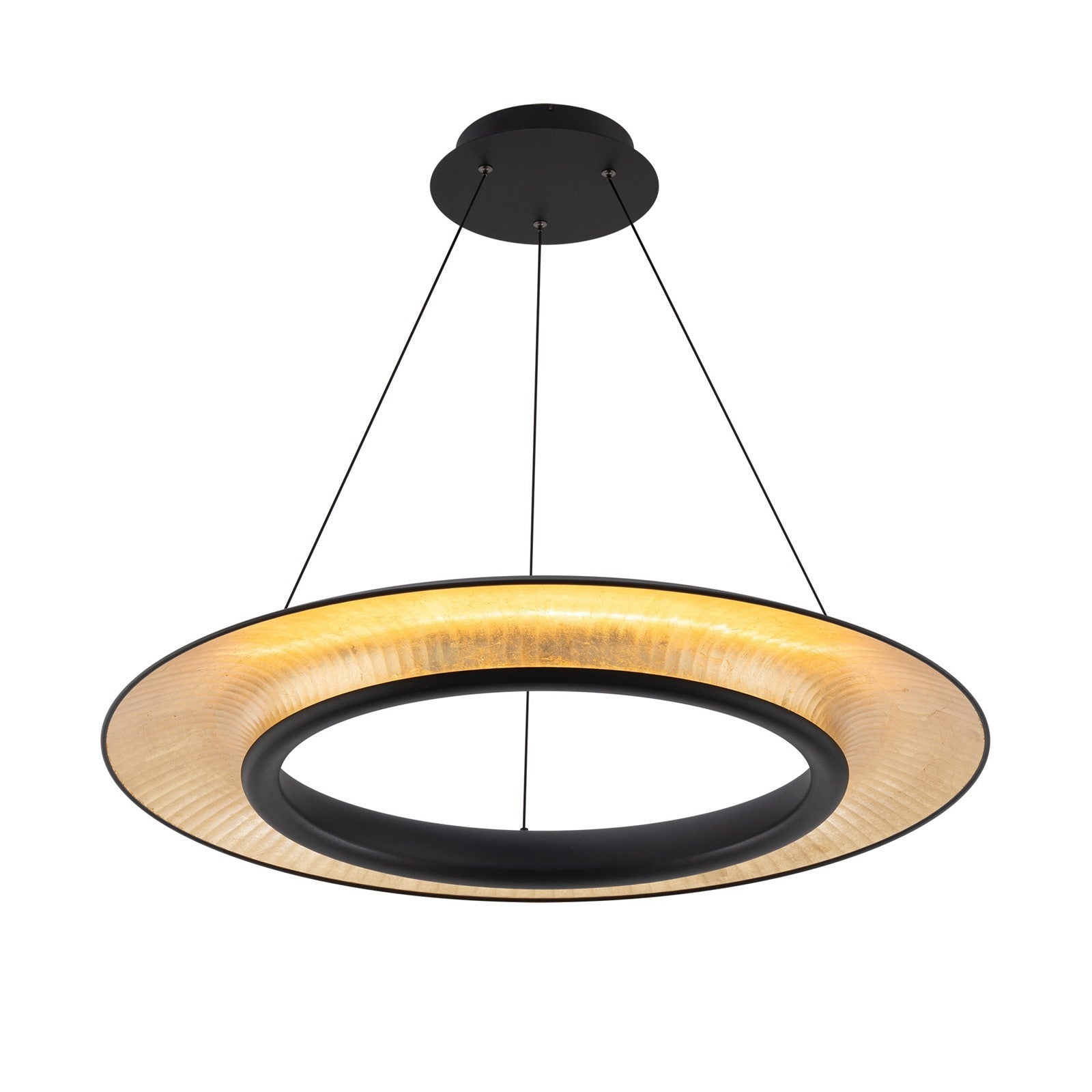 WAC dweLED Center Stage 1 Light Pendant, Black Gold Leaf/