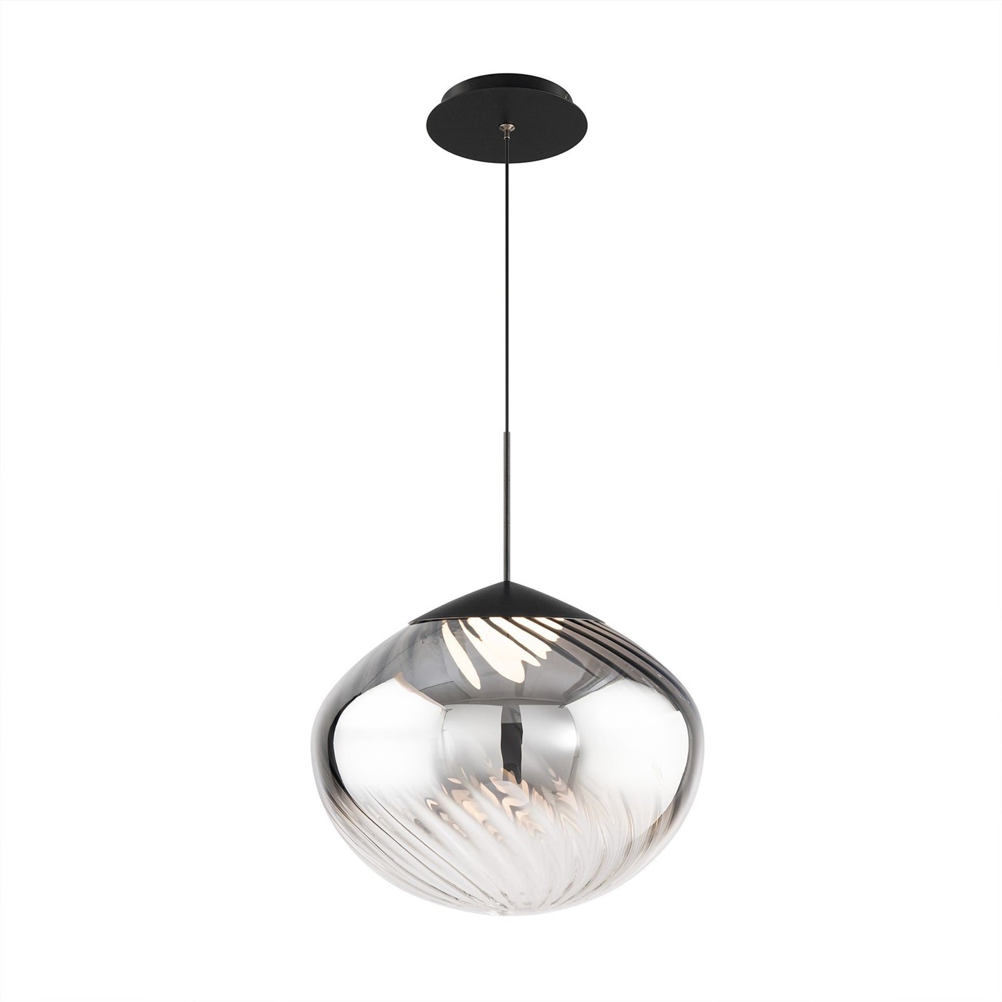 WAC Lighting Swayzey 14in 1-Light Mini-Pendant | Modern Transitional Black Smoke Glass and Smoke Mouth Blown Glass | Kitchen Island | Model PD407614-BKSM