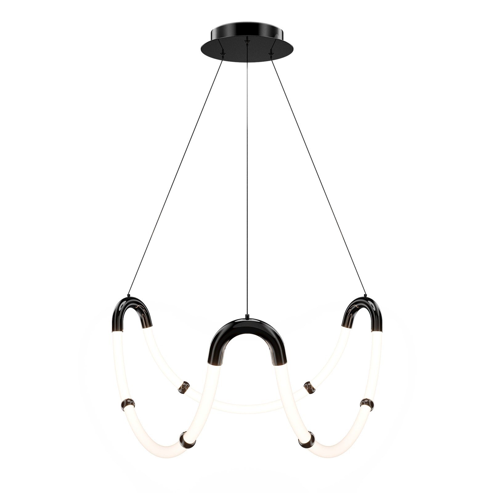 WAC Lighting Swathe 28in 3-Light Chandelier | Modern Black Chrome Aluminum and Frosted Acrylic | Dining Room & Living Room | 28 x 25 x | Model PD411630-BC
