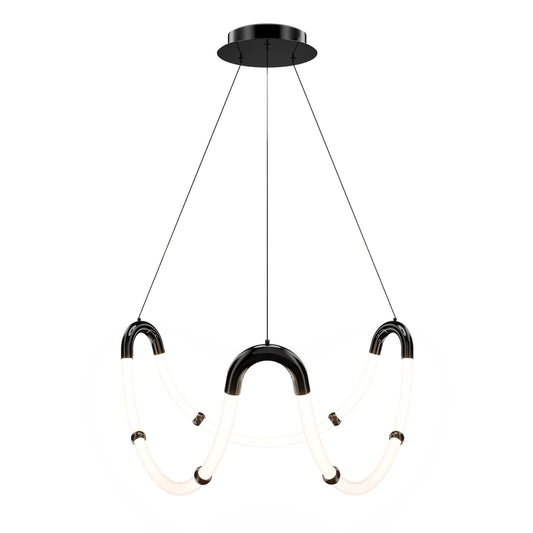 WAC Lighting Swathe 28in 3-Light Chandelier | Modern Black Chrome Aluminum and Frosted Acrylic | Dining Room & Living Room | 28 x 25 x | Model PD411630-BC