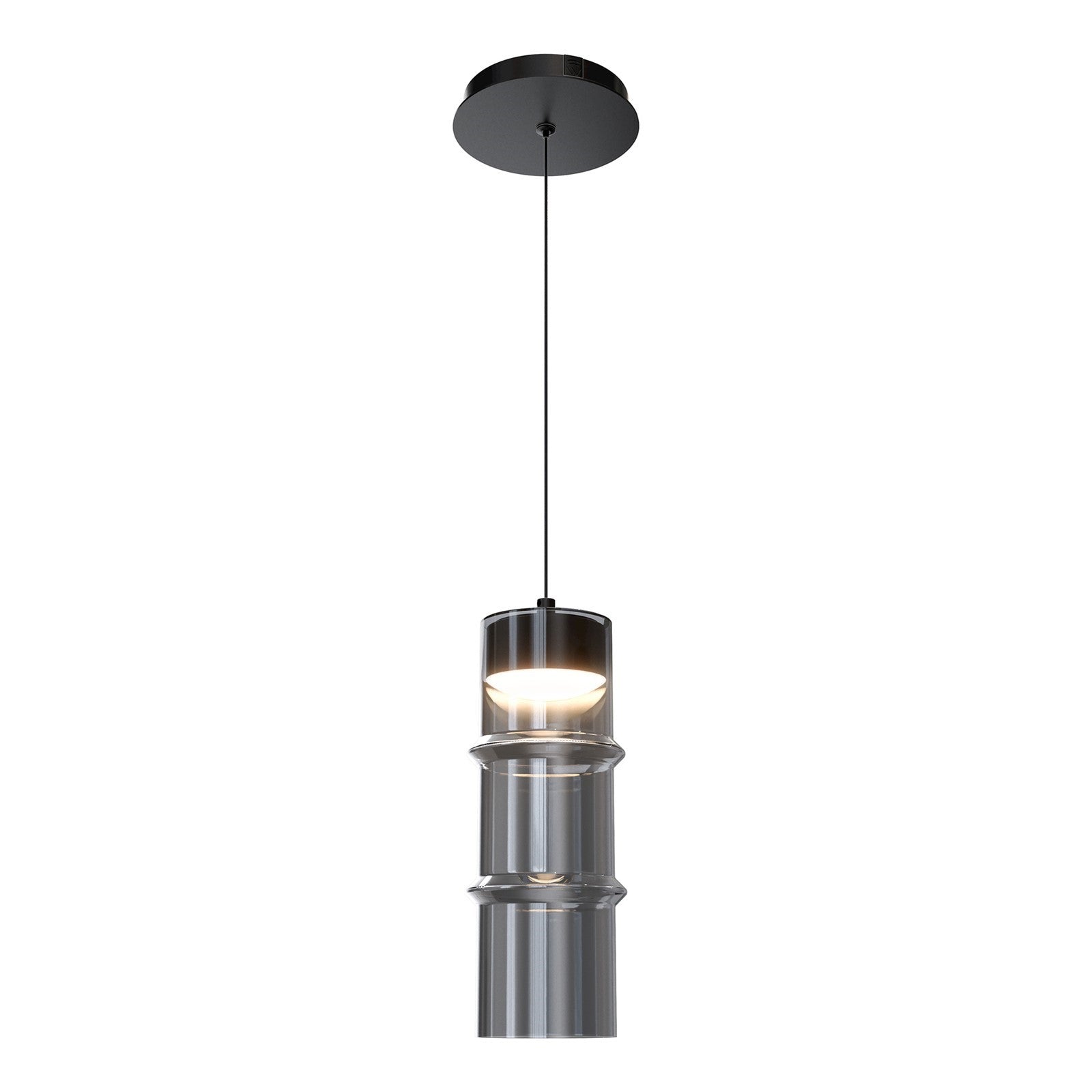 WAC Lighting Kanister 1-Light Mini-Pendant | Modern Industrial Black Smoke Glass and Smoke Aluminum | Kitchen Island & Dining | Model PD413612-TWA-BKSM