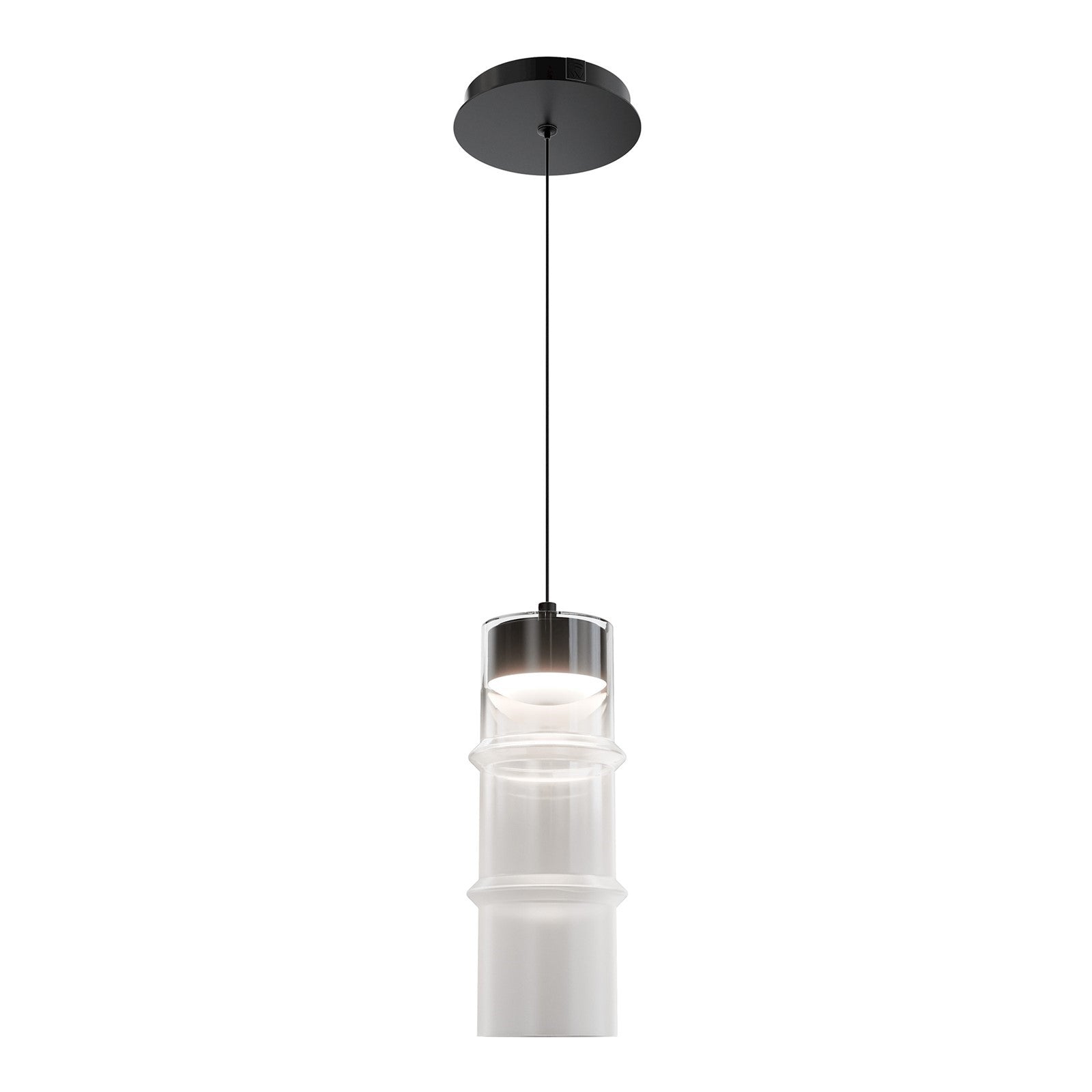 WAC Lighting Kanister 1-Light Mini-Pendant | Modern Black White Glass and Aluminum | Kitchen Island & Dining Room | 4.63 x 4.63 | Model PD413612-TWA-BKWT
