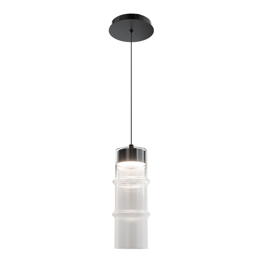 WAC Lighting Kanister 1-Light Mini-Pendant | Modern Black White Glass and Aluminum | Kitchen Island & Dining Room | 4.63 x 4.63 | Model PD413612-TWA-BKWT