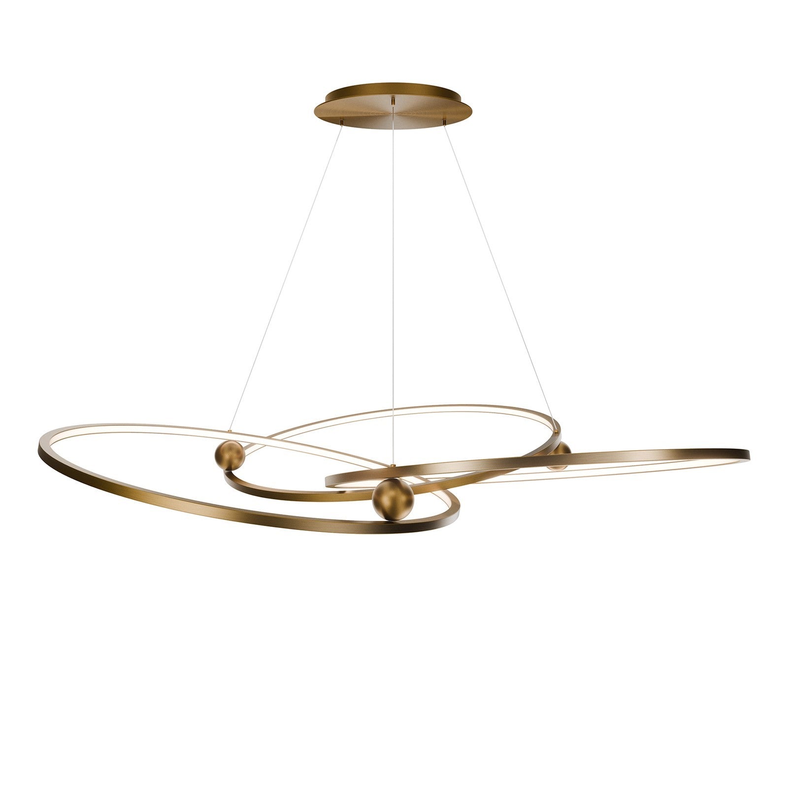 WAC dweLED Sidewinder 3Lt Chandelier, Aged Brass/Wht Opaque