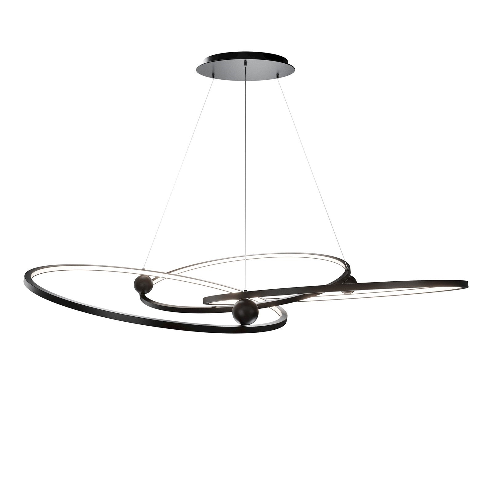 WAC Lighting Sidewinder 60in 3-Light Chandelier | Modern Black Aluminum and White Opaque Silicone | Dining Room & Living Room | Model PD415660-TWA-BK