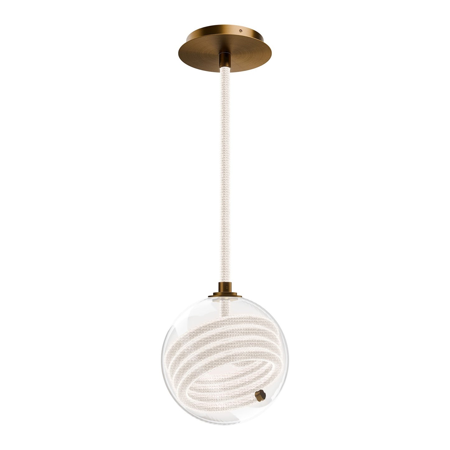 WAC Lighting Roper 1-Light Mini-Pendant | Modern Aged Brass Aluminum and Clear Mouth-Blown Glass | Kitchen Island & Dining Room | 9 x | Model PD417609-AB