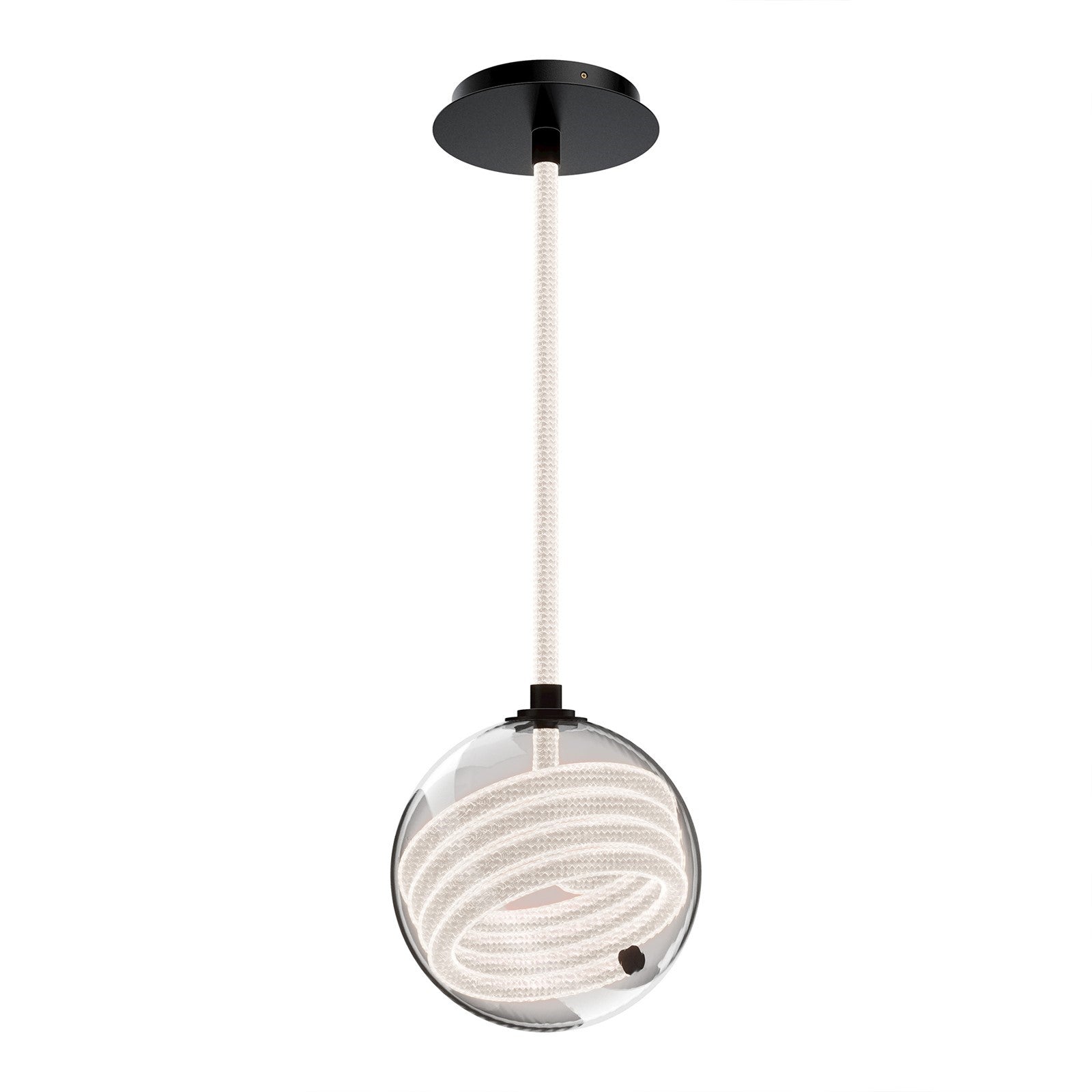 WAC Lighting Roper 1-Light Mini-Pendant | Modern Black Aluminum and Smoked Mouth-blown Glass | Kitchen Island & Dining Room | 9in Dia | Model PD417609-BK