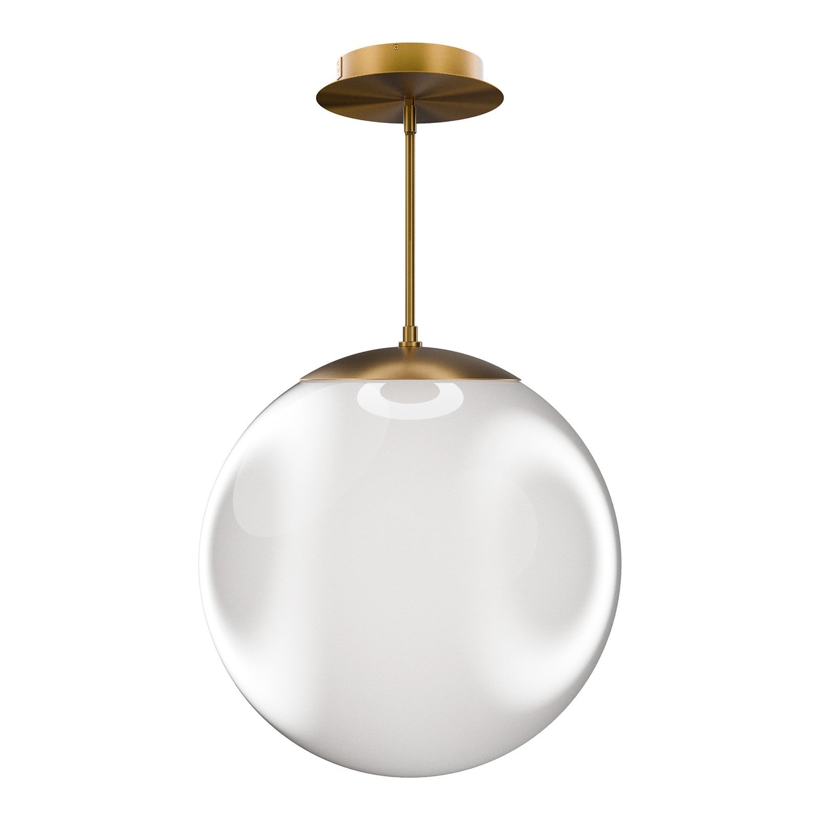 WAC Lighting Honeymooner 20in 1-Light Pendant | Modern Transitional Aged Brass Aluminum and Opaline Glass | Kitchen Island & | Model PD418620-TWA-AB