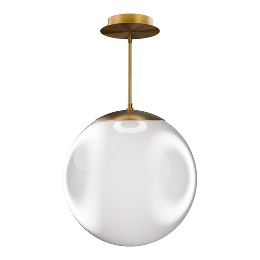 WAC Lighting Honeymooner 20in 1-Light Pendant | Modern Transitional Aged Brass Aluminum and Opaline Glass | Kitchen Island & | Model PD418620-TWA-AB