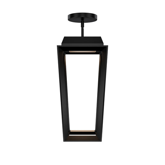WAC Lighting Levee 12in 1-Light Outdoor Mini-Pendant | Contemporary Black Stainless Steel and Frosted Glass | Covered Patio & | Model PDW115625-BK