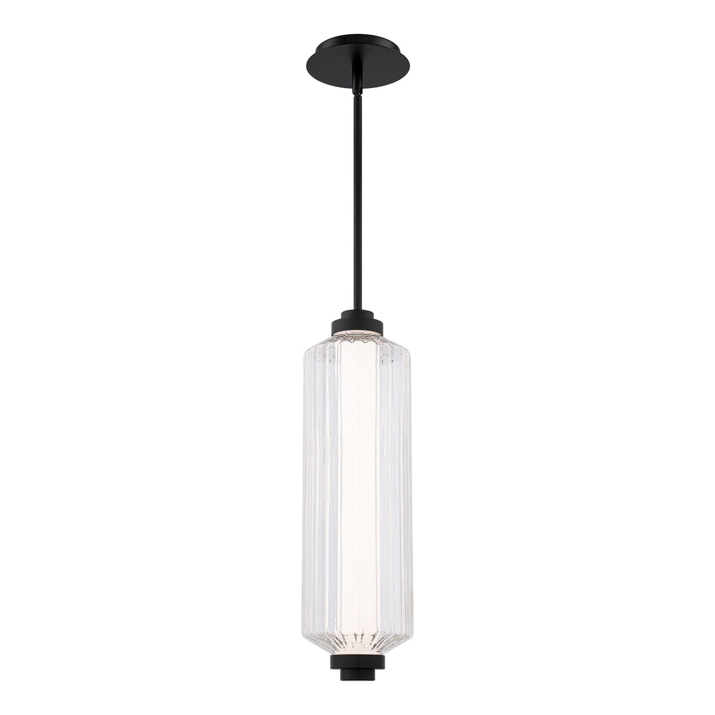 WAC dweLED Portos 1 Light Outdoor Mini-Pendant, Black/Clear