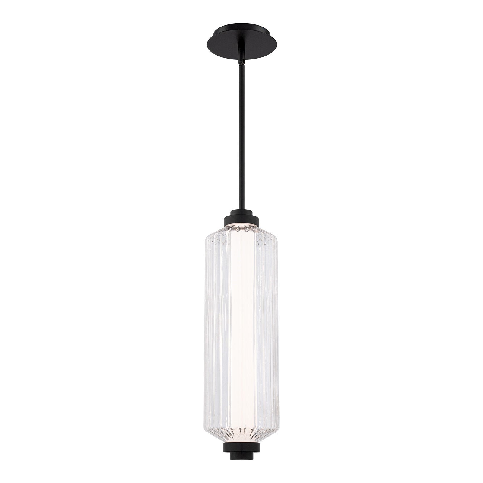 WAC dweLED Portos 1 Light Outdoor Mini-Pendant, Black/Clear
