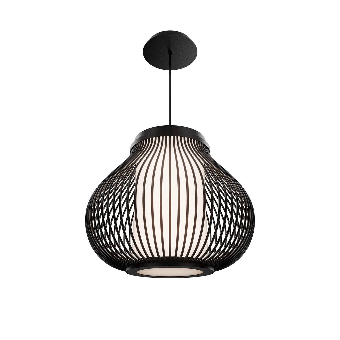 WAC Lighting Poppin 16in 1-Light Outdoor Pendant | Modern Black Stainless Steel and Frosted Acrylic | Covered Patio & Porch | 16 x 16 | Model PDW706616-BK