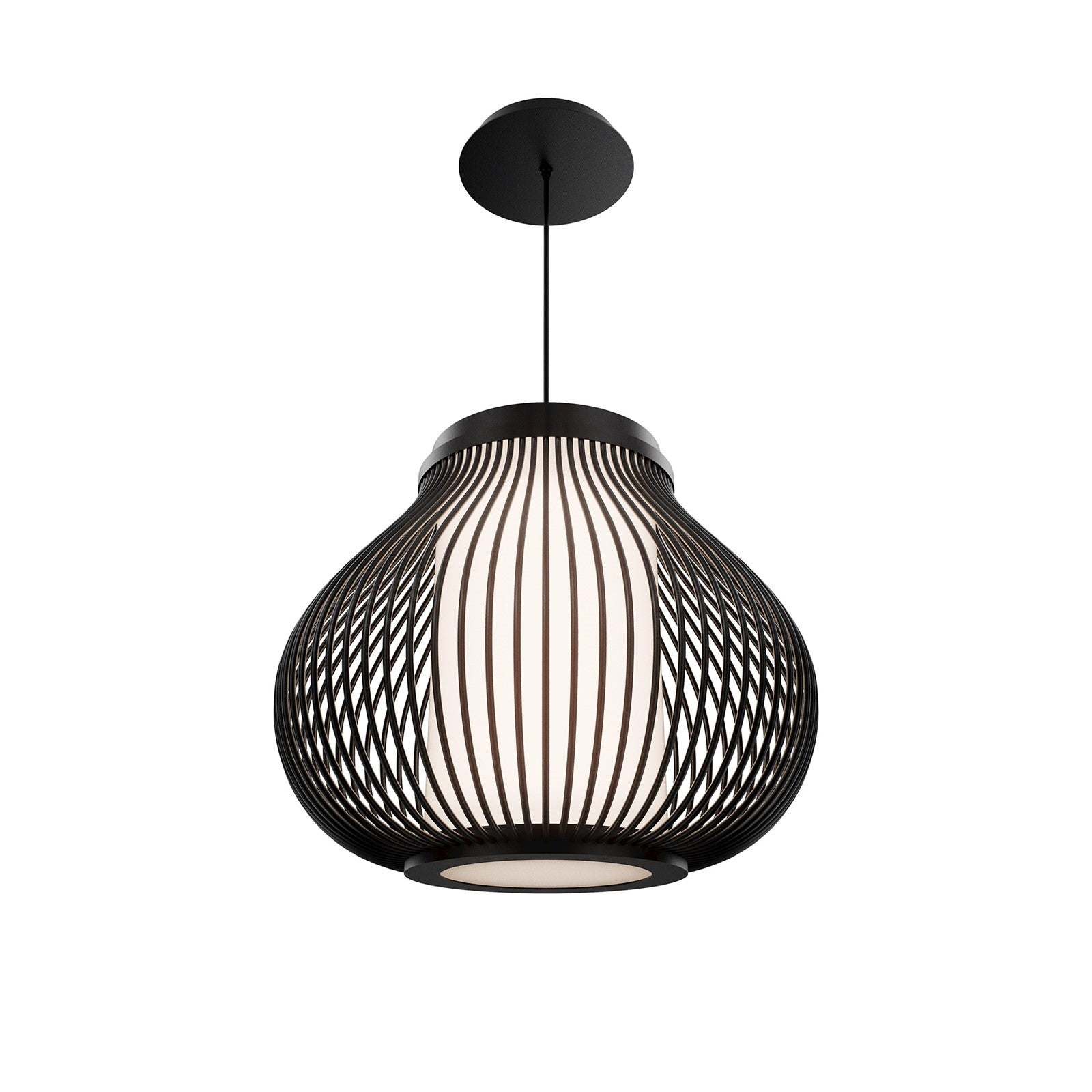 WAC Lighting Poppin 16in 1-Light Outdoor Pendant | Modern Black Stainless Steel and Frosted Acrylic | Covered Patio & Porch | 16 x 16 | Model PDW706616-BK