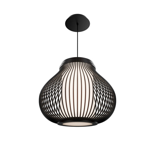WAC Lighting Poppin 16in 1-Light Outdoor Pendant | Modern Black Stainless Steel and Frosted Acrylic | Covered Patio & Porch | 16 x 16 | Model PDW706616-BK