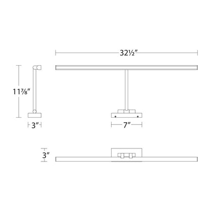 dweLED Reed 1 Light 33" Picture Light, Aged Brass