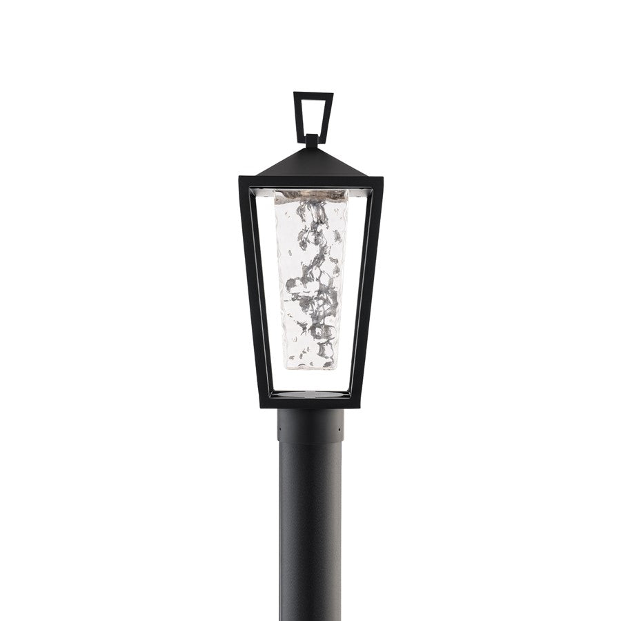 dweLED Manchester 1Lt 19" Outdoor Post/2700K, Black/Hammered - PM-W33516-27-BK