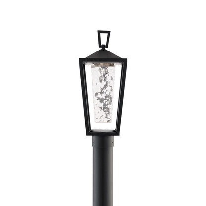 dweLED Manchester 1Lt 19" Outdoor Post/2700K, Black/Hammered - PM-W33516-27-BK