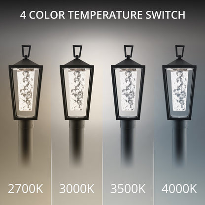 dweLED Manchester 1Lt 19" Outdoor Post/3500K, Black/Hammered