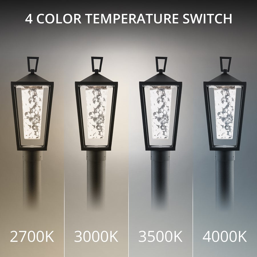 dweLED Manchester 1Lt 19" Outdoor Post/4000K, Black/Hammered