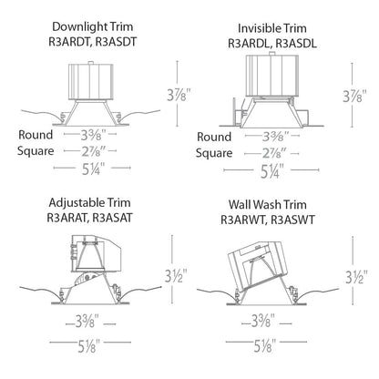 WAC Aether Round Wall Wash Trim LED Flood Beam Recessed Downlight