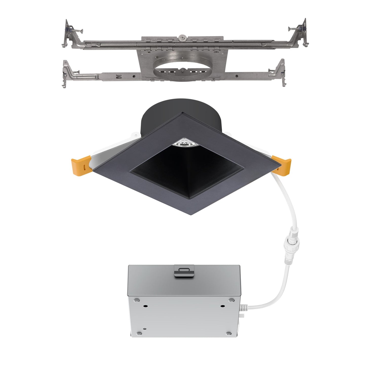 WAC Pop-in 4" Sq LED Recessed Light/Remote Driver/New, Black - R4DSDN2-F9CS-BK