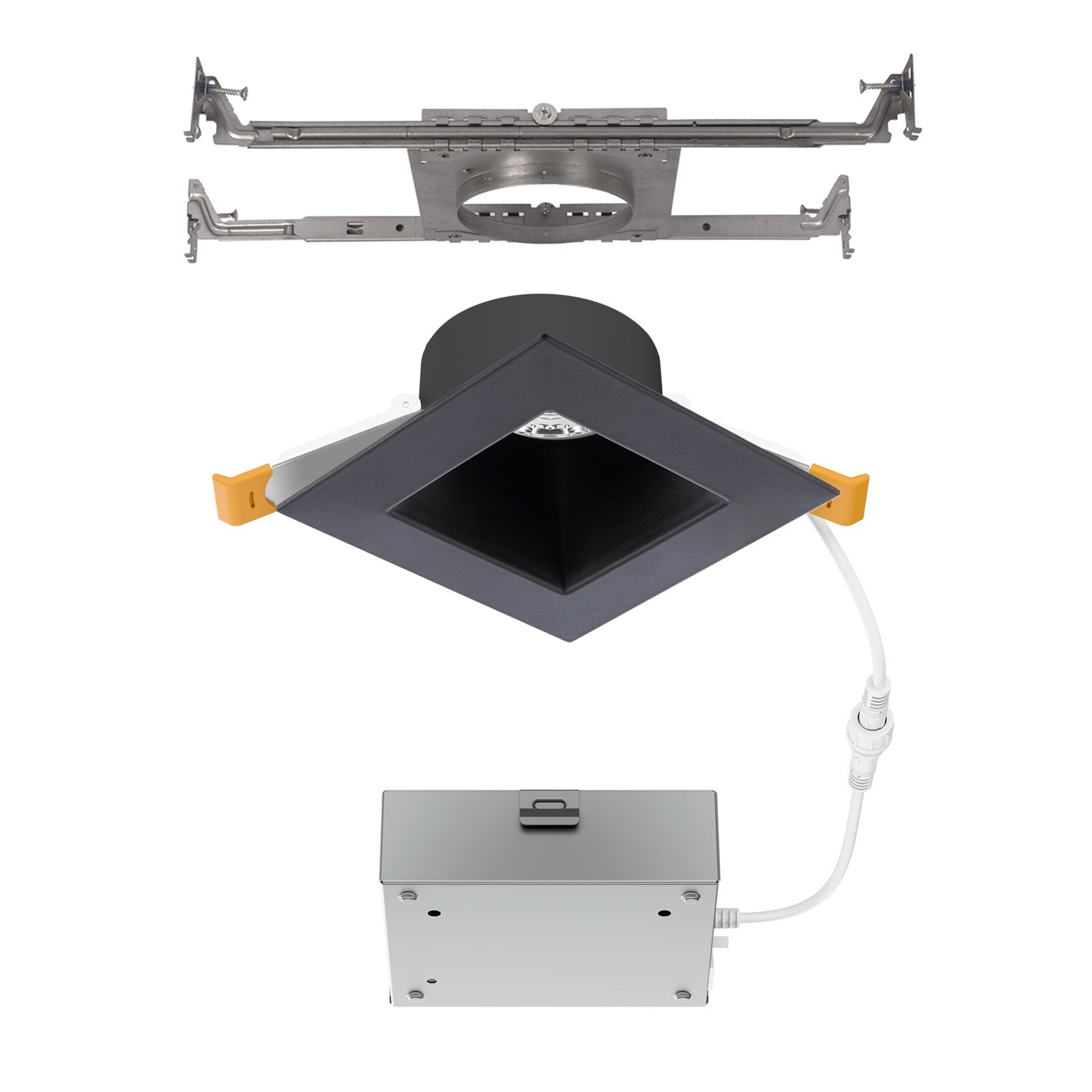 WAC Pop-in 4" Sq LED Recessed Light/Remote Driver/New, Black - R4DSDN2-F9CS-BK