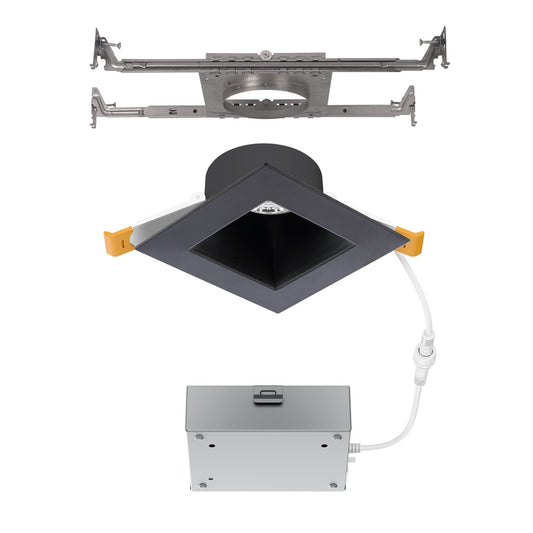WAC Pop-in 4" Sq LED Recessed Light/Remote Driver/New, Black - R4DSDN2-F9CS-BK