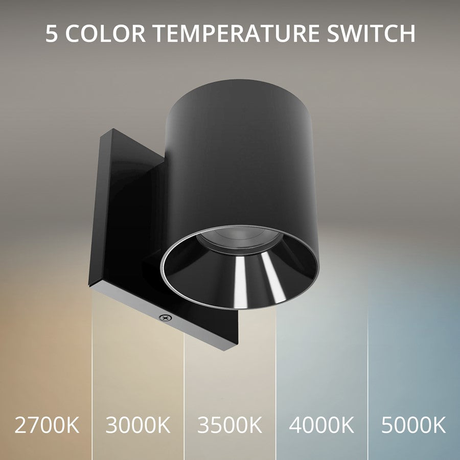 WAC Zoron 1Lt 3.5" RD Outdoor Wall Light, Flood Beam Black/Clear