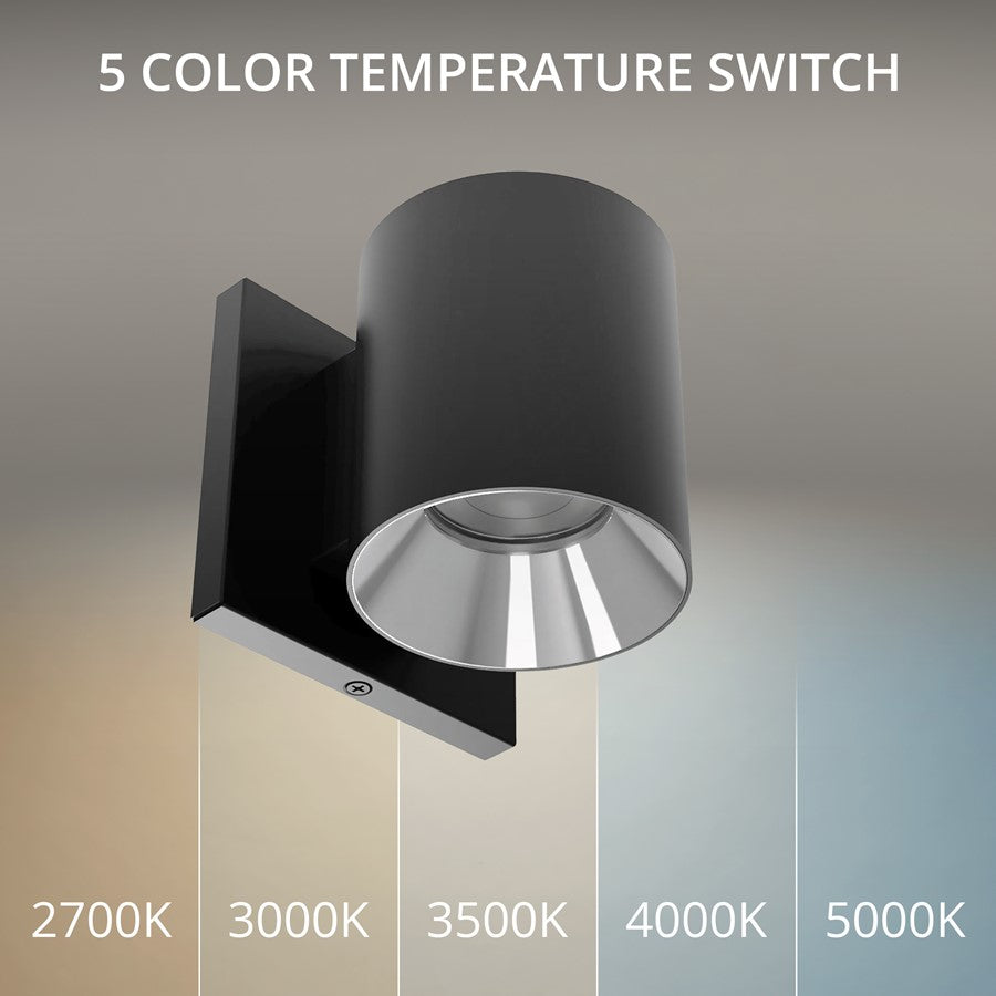 WAC Zoron 1Lt 3.5" RD Outdoor Wall Light, Narrow Beam/Black Chrome