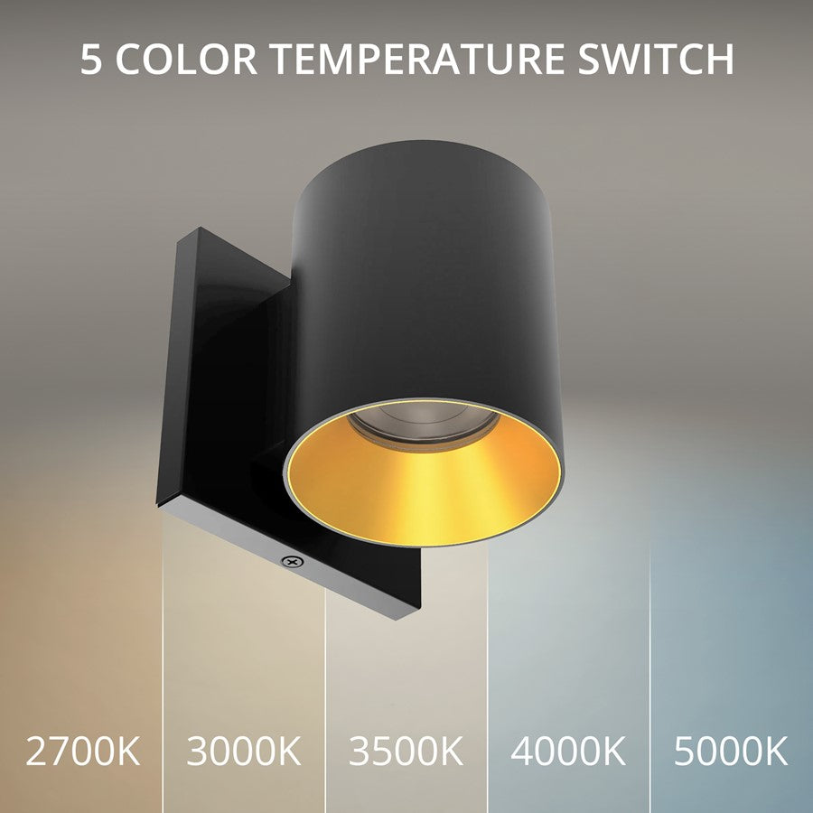 WAC Zoron 1Lt 3.5" RD Outdoor Wall Light, Narrow Beam/Black Gold