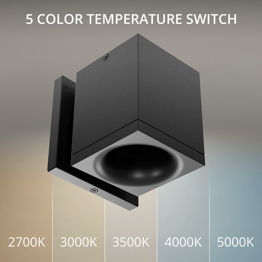 WAC Zoron 3.5" Square Outdoor Wall Light, Flood Beam/Arc Trim Black