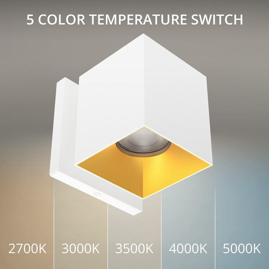 WAC Zoron 1Lt 3.5" Square Outdoor Wall Light, Flood Beam/White Gold